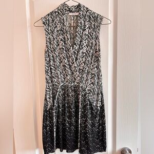 Ricki's Black and White Sleeveless Faux-Wrap Tunic Dress